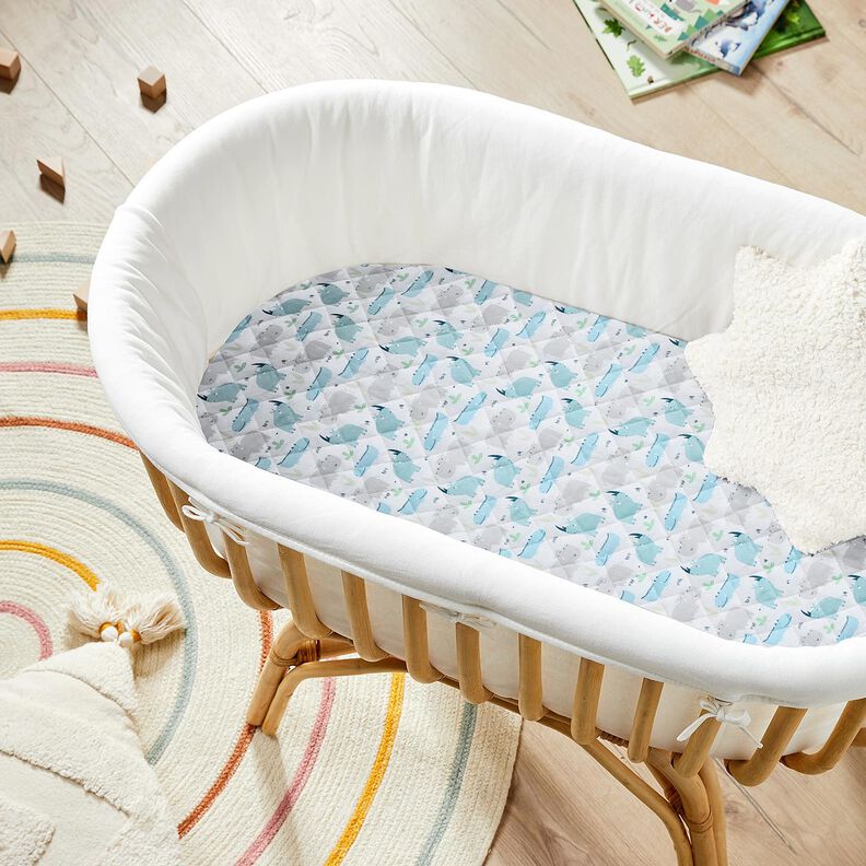 Quilted Fabric Hippopotamus and rhinoceros – offwhite,  image number 5