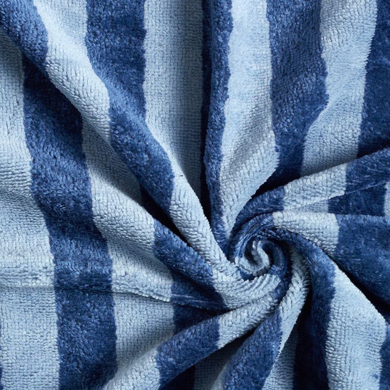 Towelling Fabric Bamboo Block Stripes – light blue/navy blue, image number 4