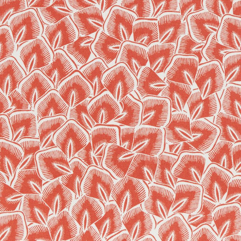 Cotton Cretonne Abstract leaves – terracotta/ivory,  image number 1