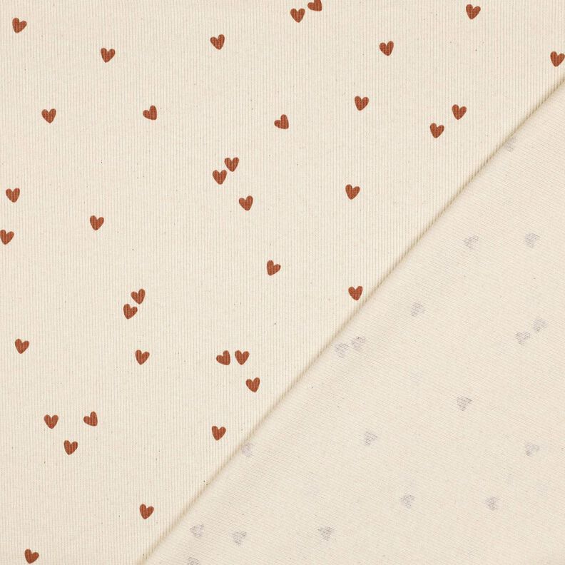 Ribbed Jersey Scattered Hearts | Poppy Fabrics – light beige/brown,  image number 4