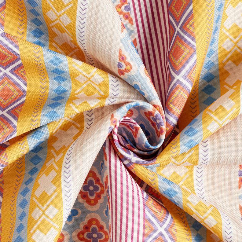 Tablecloth fabric stripy collage – offwhite/mustard,  image number 4