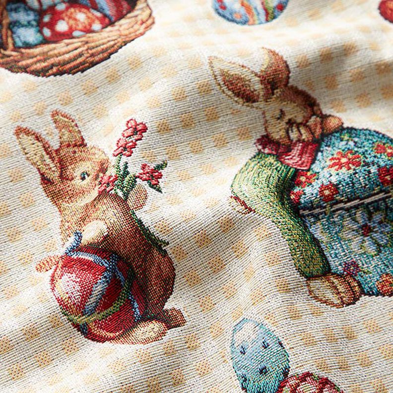 Decor Fabric Tapestry Fabric Cute Bunnies – light yellow,  image number 2