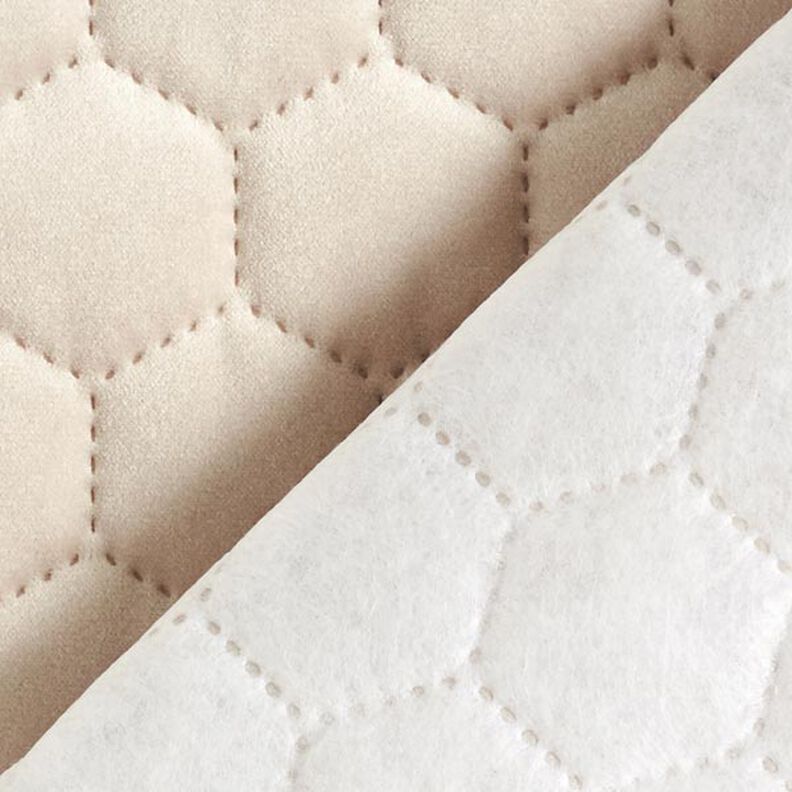 Upholstery Fabric Velvet Honeycomb Quilt – sand,  image number 6
