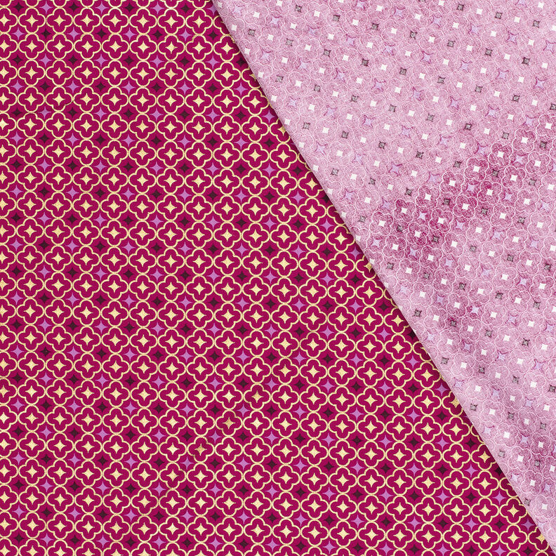 Cotton Poplin festive tiles – berry/gold,  image number 4