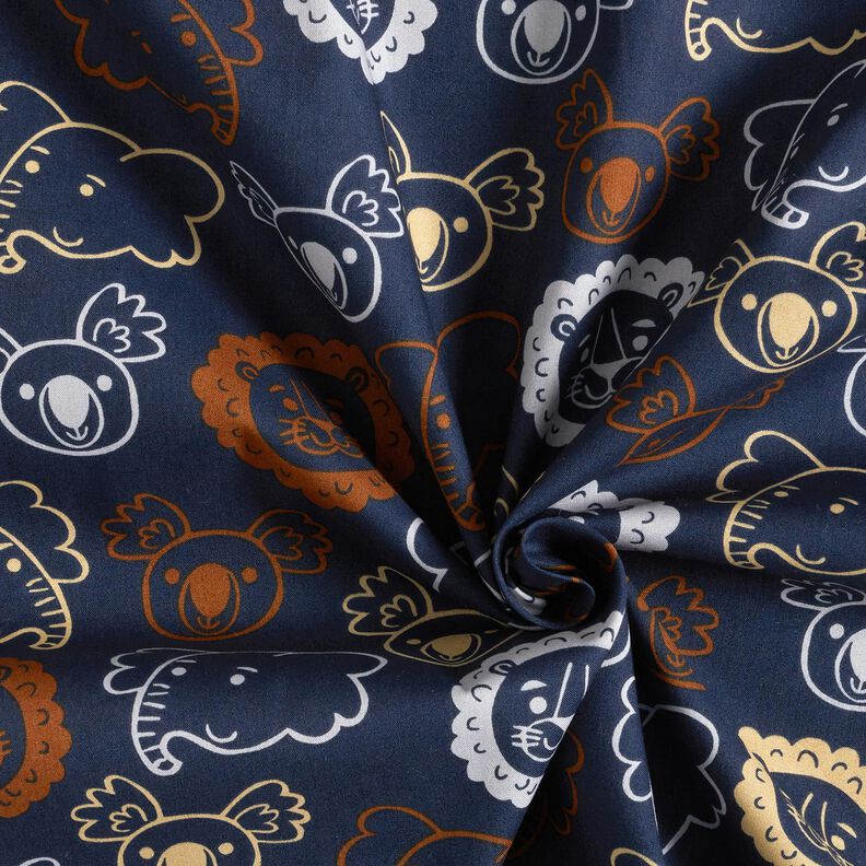 Cotton Poplin Animal Faces | Poppy Fabrics – blue grey,  image number 3