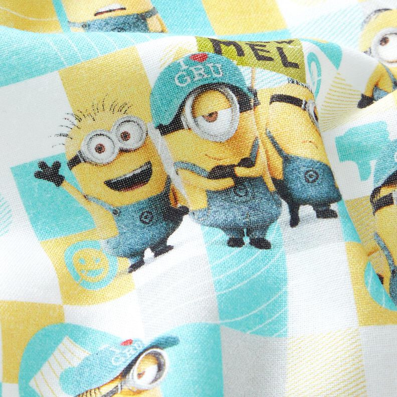 Cotton Poplin Minions Licensed Fabric | Universal Studios – white/light turquoise,  image number 2