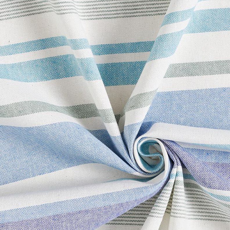 Decor Fabric Half Panama Colourful Stripe Mix Recycled – brilliant blue,  image number 3