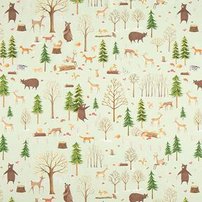 Decor Fabric Half Panama Woodland Animals – mint, 