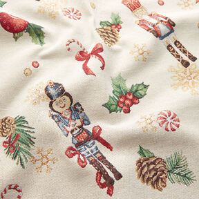 Decor Fabric Tapestry Fabric festive nutcrackers – light beige/red, 