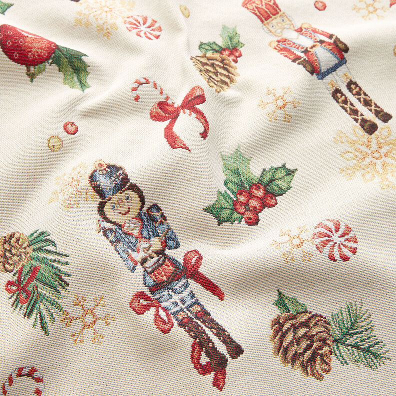 Decor Fabric Tapestry Fabric festive nutcrackers – light beige/red,  image number 2