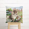Decorative Panel Tapestry Fabric playing kitten – carmine/light beige,  thumbnail number 6