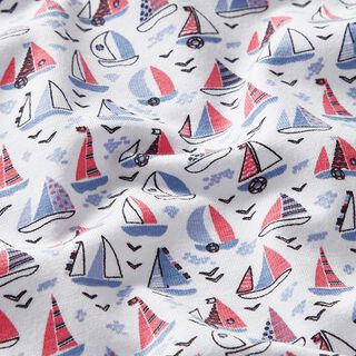 Cotton Jersey Sailboats – white, 