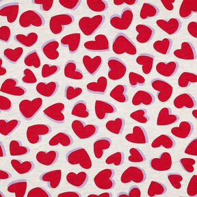Brushed Sweatshirt Fabric hearts | Poppy Fabrics – natural/red, 