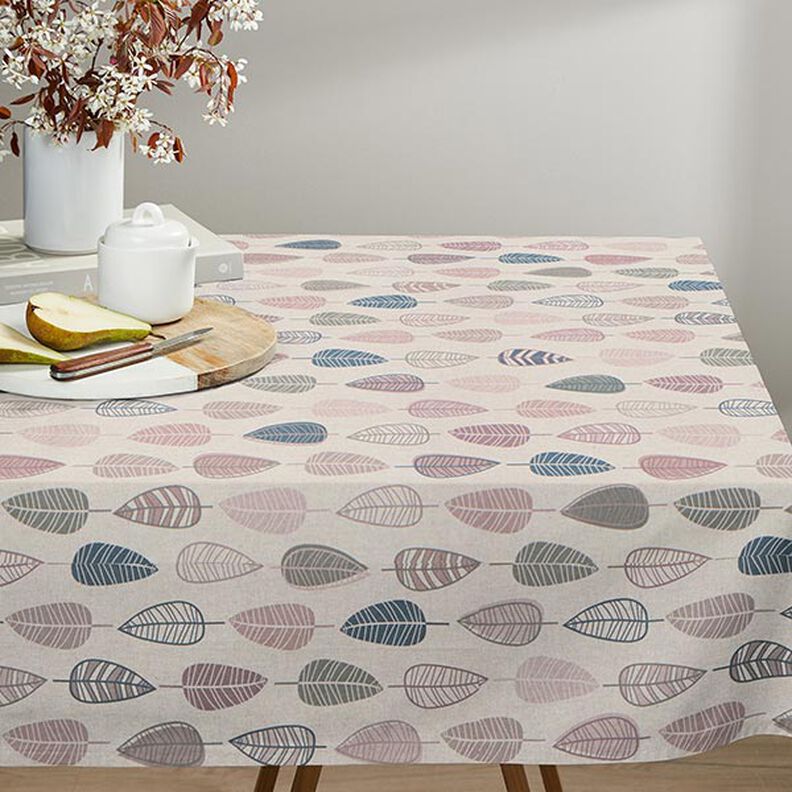 Decor Fabric Half Panama Retro Leaves – light dusky pink/natural,  image number 8
