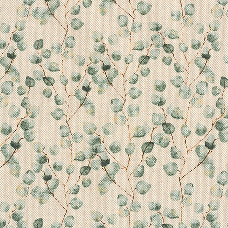 Decorative half Panama fabric Mini eucalyptus – reed/natural,  image number 1