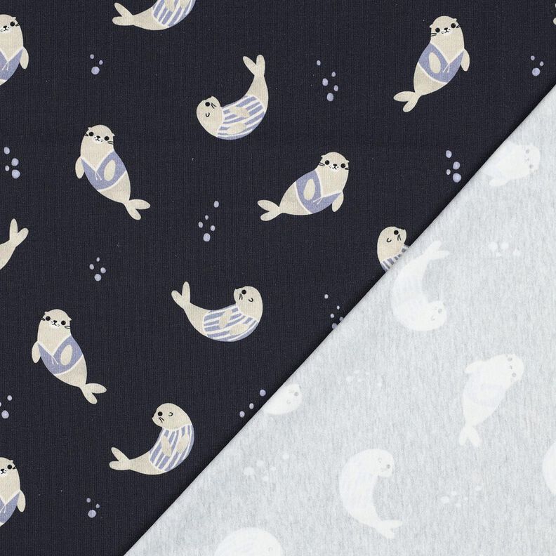 GOTS Cotton Jersey seals Digital Print | Poppy Fabrics – midnight blue/anemone,  image number 4