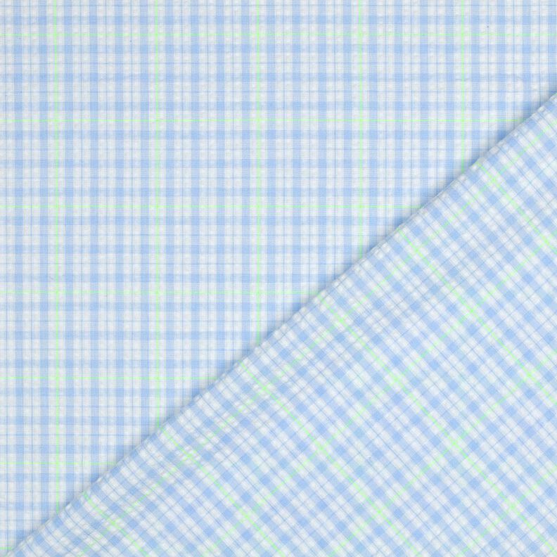 Seersucker Cotton Blend Check – light blue/neon green,  image number 4