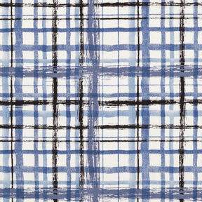 Abstract check linen viscose blend – white/steel blue, 