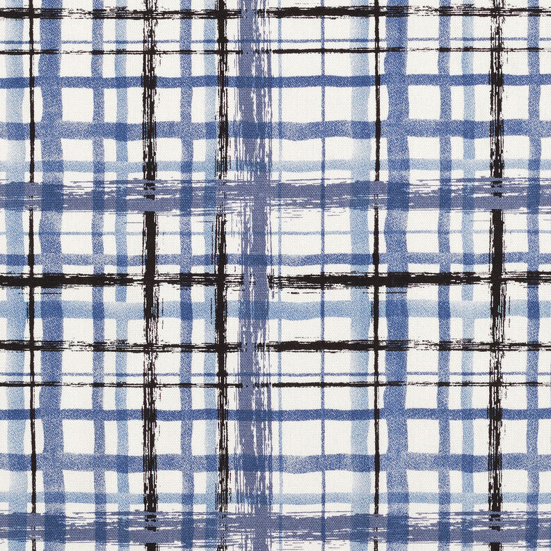 Abstract check linen viscose blend – white/steel blue,  image number 1
