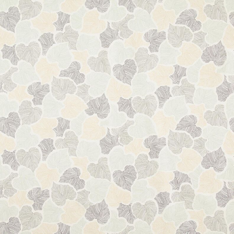 Decor Fabric Half Panama leaf hearts – ivory/reed,  image number 1