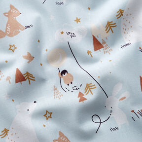 Cotton Poplin animals in the wood – baby blue, 
