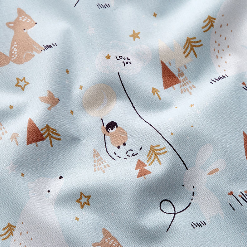 Cotton Poplin animals in the wood – baby blue,  image number 2