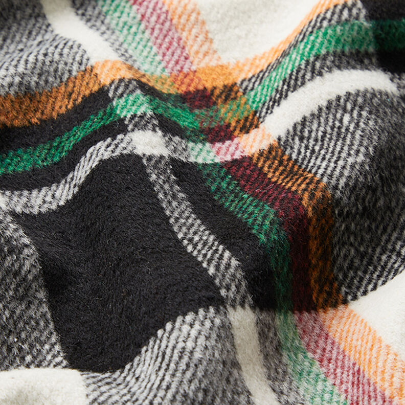 colourful checked coat fabric – black/white,  image number 2