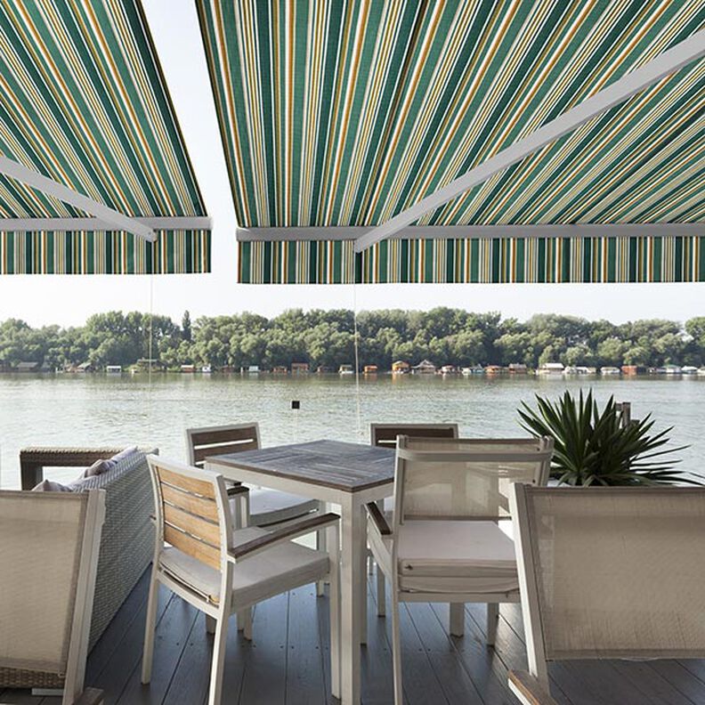 awning fabric Blurred Stripes – fir green/offwhite,  image number 11