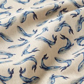 Decor Fabric Half Panama Whales &ndash; indigo/natural, 
