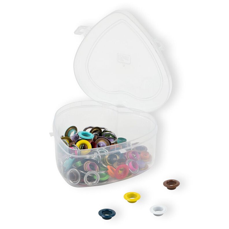 Eyelets with discs, in heart box [8 mm] | Prym – red,  image number 3