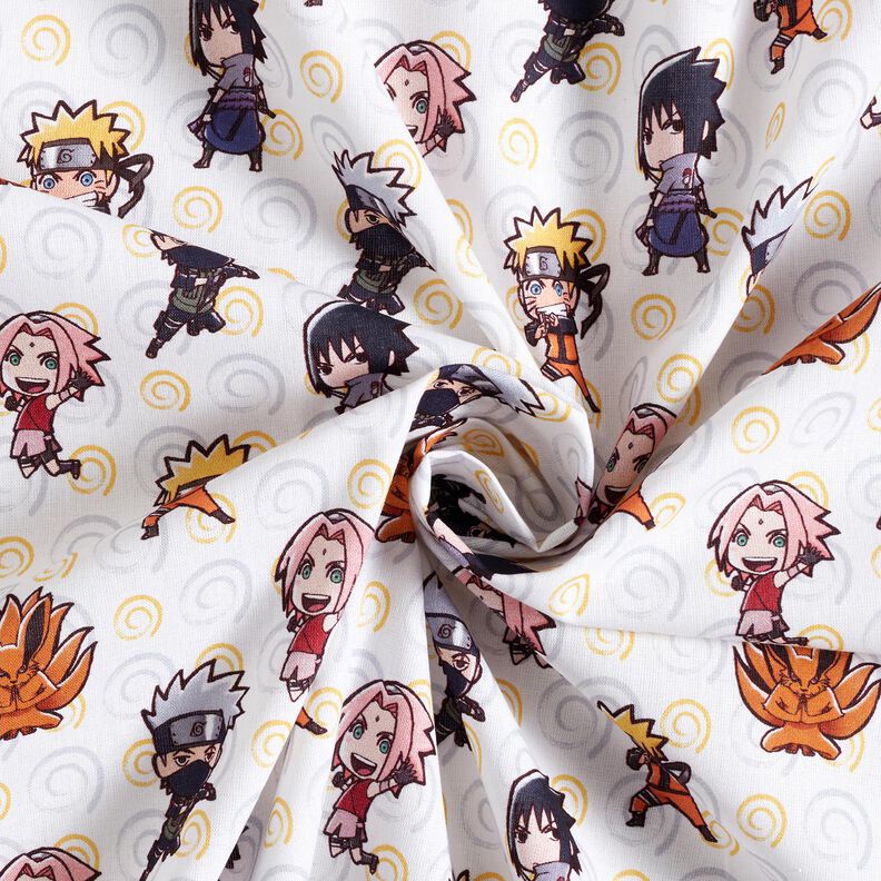 Cotton Poplin Chibi Naruto Licensed Fabric – white,  image number 3