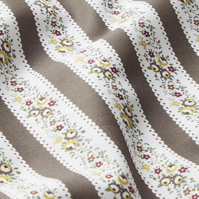 Floral Stripes Cotton Poplin – white/khaki, image number 2