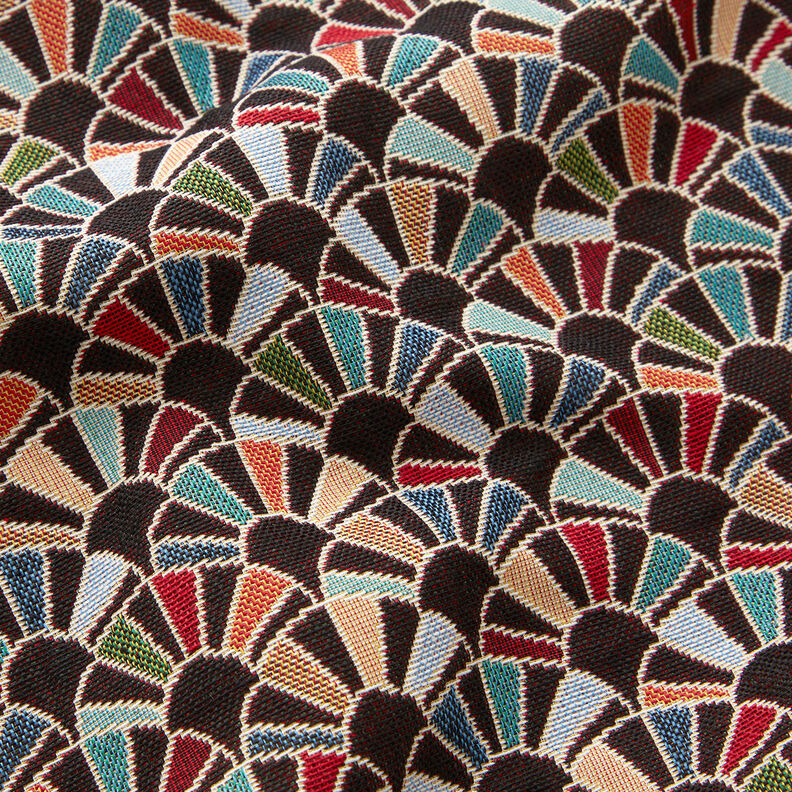 Decor Fabric Tapestry Fabric retro fans – black/carmine,  image number 2