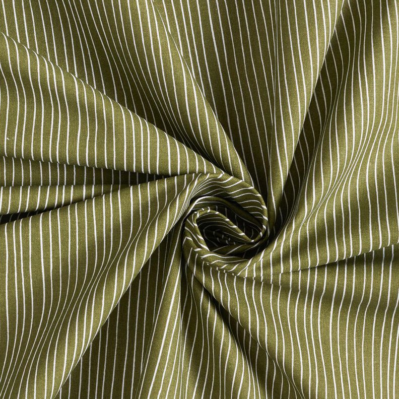 Cotton Cretonne delicate lines – dark olive/white,  image number 3