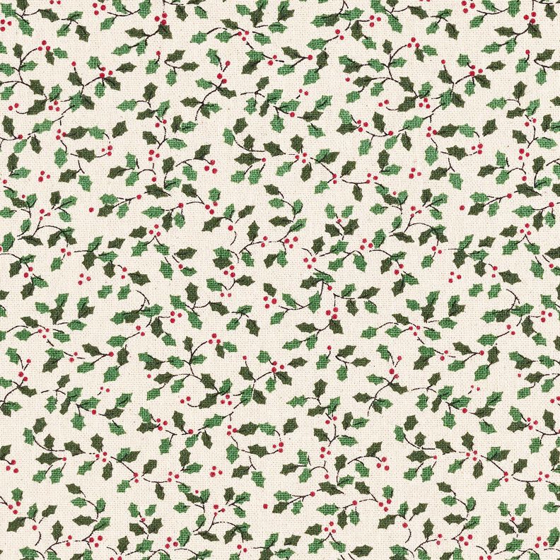 Decor Fabric Canvas Mini holly – natural/fir green, image number 1