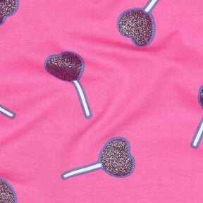 Cotton Jersey Glitter heart lollipops | Poppy Fabrics – pink, 