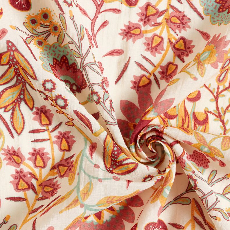 Viscose Blend Retro flowers – ivory/pale berry,  image number 3