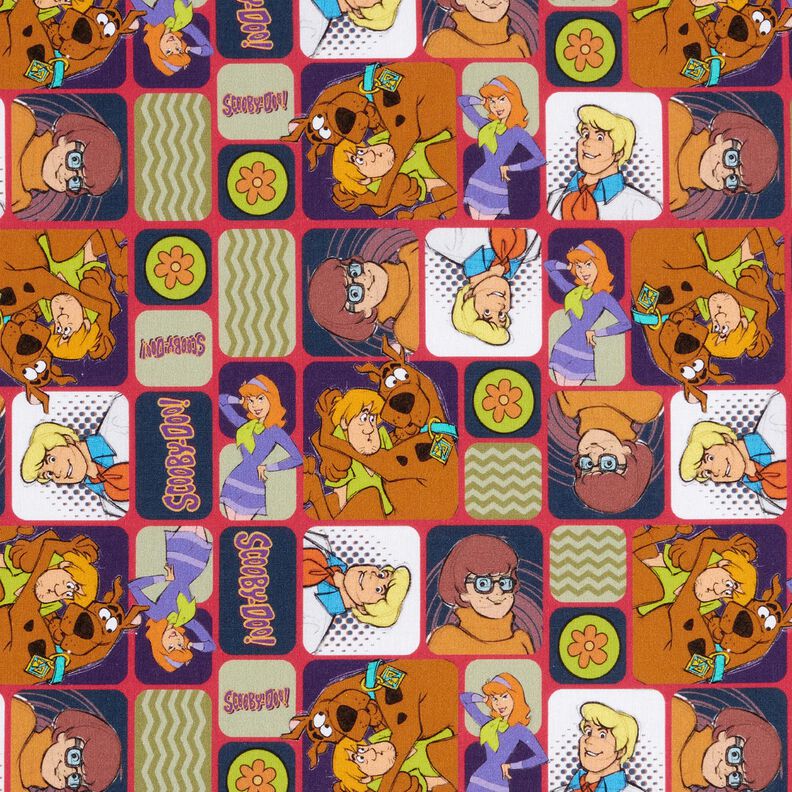 Cotton Poplin Scooby Doo as a comic Licensed Fabric – red/colour mix,  image number 1