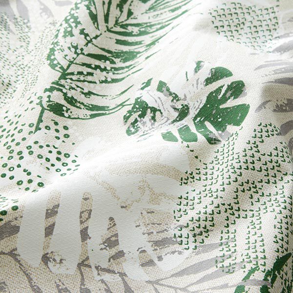 Exotic leaves coated cotton – natural/green,  image number 2