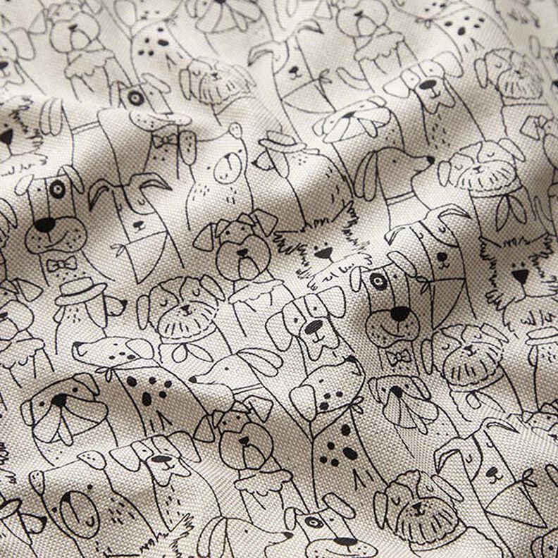 Decor Fabric Half Panama Cartoon Dogs – black/natural,  image number 2
