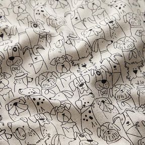 Decor Fabric Half Panama Cartoon Dogs – black/natural, 