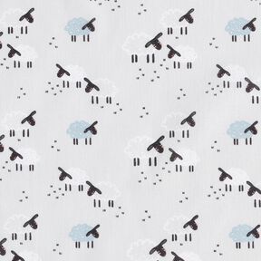 Cotton Poplin Sheep in the meadow – light grey, 