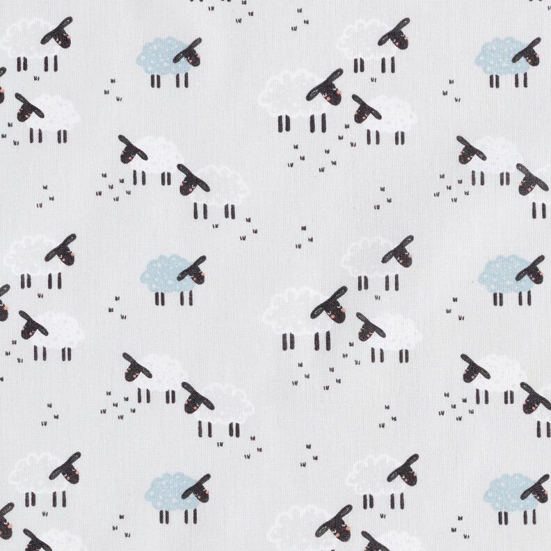Cotton Poplin Sheep in the meadow – light grey,  image number 1