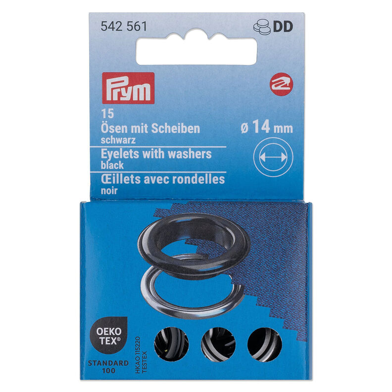Eyelets with washers [15 pieces | Ø 14 mm] | Prym – black/metallic silver,  image number 1