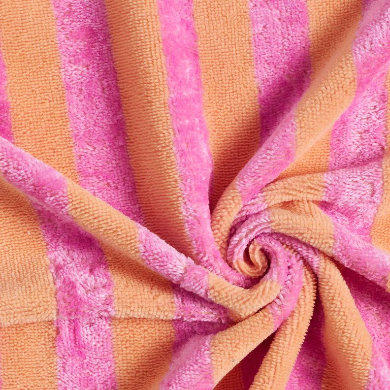 Towelling Fabric Bamboo Block Stripes – light orange/pink, image number 4