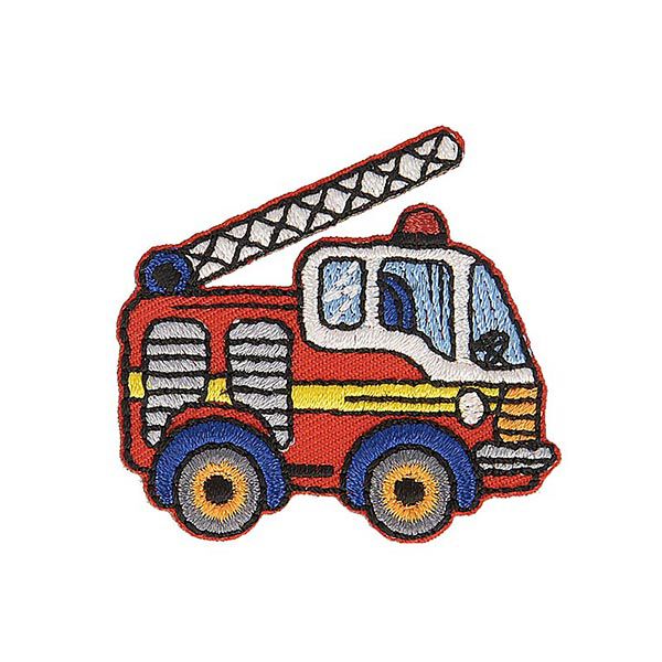 Fire engine appliqué [ 4 x 4,5 cm ] – chili/offwhite,  image number 1