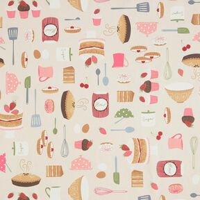 Decor Fabric Half Panama cakes and tarts – light beige/pink, 