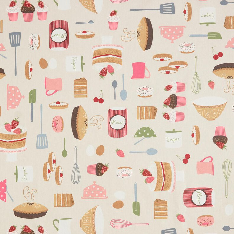 Decor Fabric Half Panama cakes and tarts – light beige/pink,  image number 1