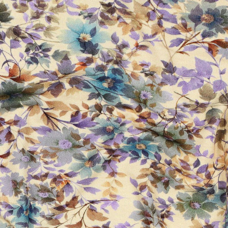 Viscose Jersey blossoms and branches digital print – sand/turquoise,  image number 2