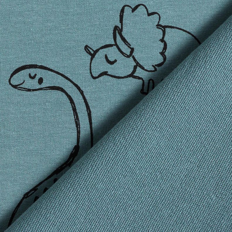 French Terry big scribble dinosaurs &ndash; blue,  image number 4